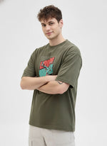 Men’s Outlaws Oversized Fit T-Shirt with Skate & Graffiti Theme Print | 100% Cotton Casual Wear