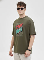 Men’s Outlaws Oversized Fit T-Shirt with Skate & Graffiti Theme Print | 100% Cotton Casual Wear