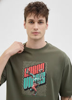 Men’s Outlaws Oversized Fit T-Shirt with Skate & Graffiti Theme Print | 100% Cotton Casual Wear