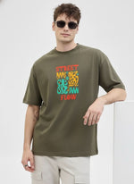 Men’s Outlaws Oversized Fit T-Shirt with Skate & Graffiti Theme Print | 100% Cotton Casual Wear