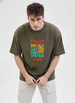 Men’s Outlaws Oversized Fit T-Shirt with Skate & Graffiti Theme Print | 100% Cotton Casual Wear