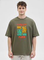 Men’s Outlaws Oversized Fit T-Shirt with Skate & Graffiti Theme Print | 100% Cotton Casual Wear