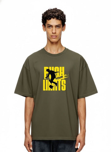 Men’s Outlaws Oversized Fit T-Shirt with Skate & Graffiti Theme Print | 100% Cotton Casual Wear