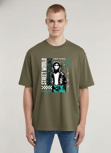 Men’s Outlaws Oversized Fit T-Shirt with Skate & Graffiti Theme Print | 100% Cotton Casual Wear
