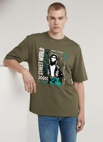 Men’s Outlaws Oversized Fit T-Shirt with Skate & Graffiti Theme Print | 100% Cotton Casual Wear