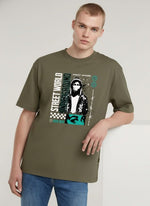 Men’s Outlaws Oversized Fit T-Shirt with Skate & Graffiti Theme Print | 100% Cotton Casual Wear