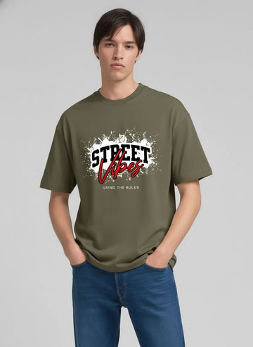 Men’s Outlaws Oversized Fit T-Shirt with Skate & Graffiti Theme Print | 100% Cotton Casual Wear