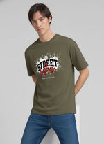 Men’s Outlaws Oversized Fit T-Shirt with Skate & Graffiti Theme Print | 100% Cotton Casual Wear