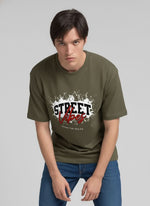 Men’s Outlaws Oversized Fit T-Shirt with Skate & Graffiti Theme Print | 100% Cotton Casual Wear