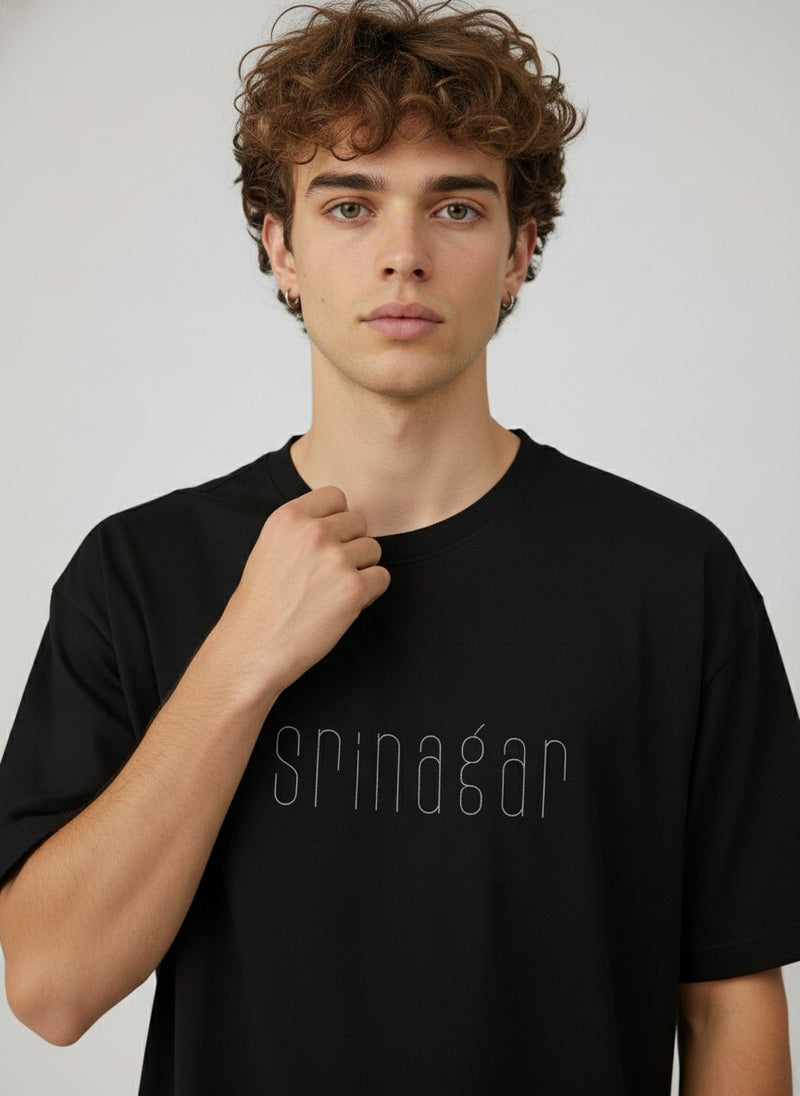 Men’s Outlaws Oversized Fit T-Shirt with Srinagar City Graphic | 100% Cotton Casual Wear