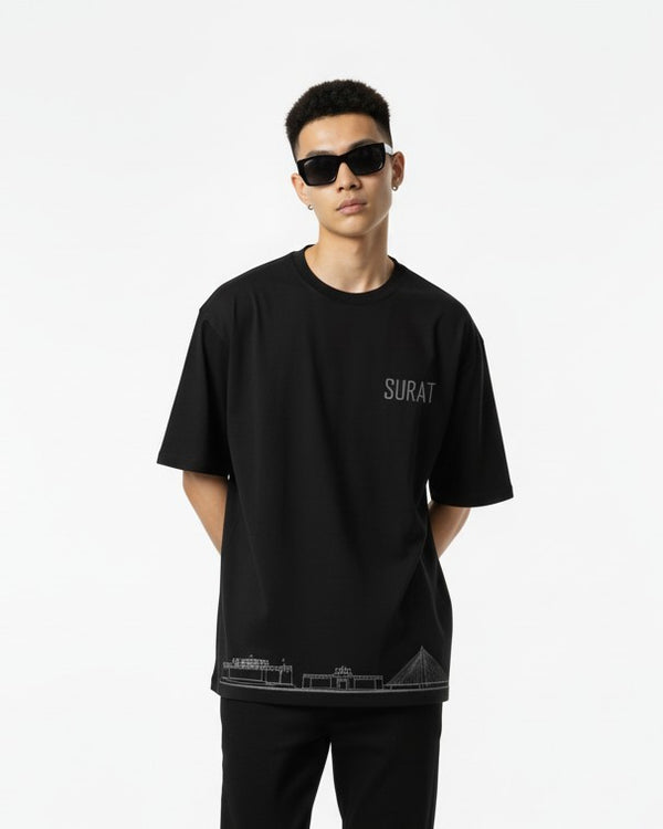 Men’s Outlaws Oversized Fit T-Shirt with Surat City Graphic | 100% Cotton Casual Wear
