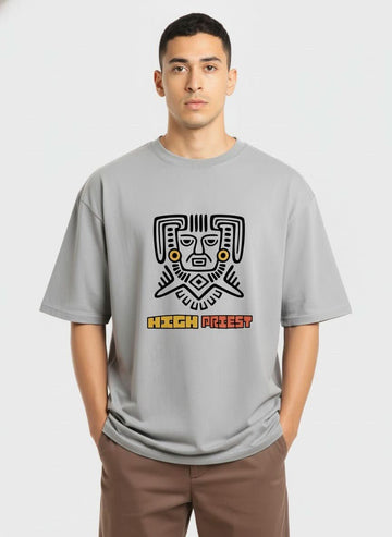Men’s Outlaws Oversized Fit T-Shirt with Tribal Theme Print | 100% Cotton Casual Wear
