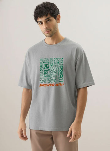 Men’s Outlaws Oversized Fit T-Shirt with Tribal Theme Print | 100% Cotton Casual Wear