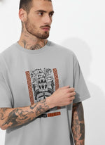 Men’s Outlaws Oversized Fit T-Shirt with Tribal Theme Print | 100% Cotton Casual Wear
