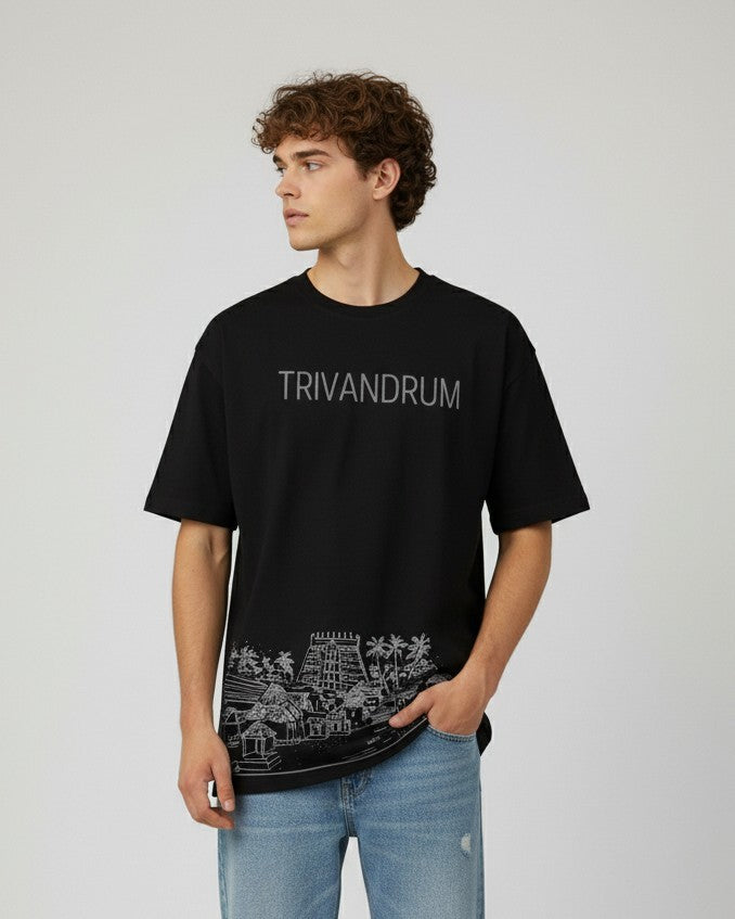 Men’s Outlaws Oversized Fit T-Shirt with Trivandrum City Graphic | 100% Cotton Casual Wear