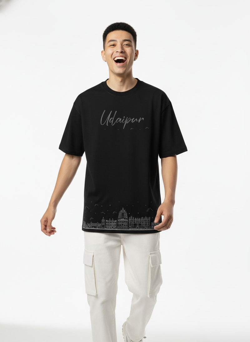Men’s Outlaws Oversized Fit T-Shirt with Udaipur City Graphic | 100% Cotton Casual Wear