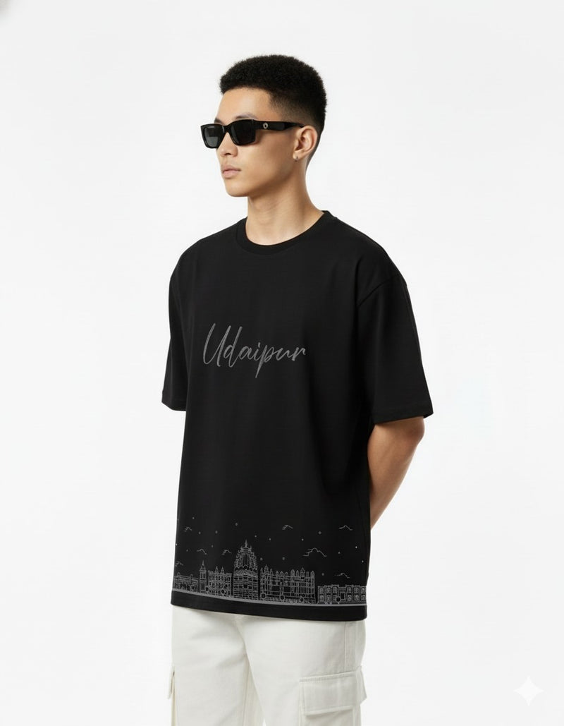 Men’s Outlaws Oversized Fit T-Shirt with Udaipur City Graphic | 100% Cotton Casual Wear