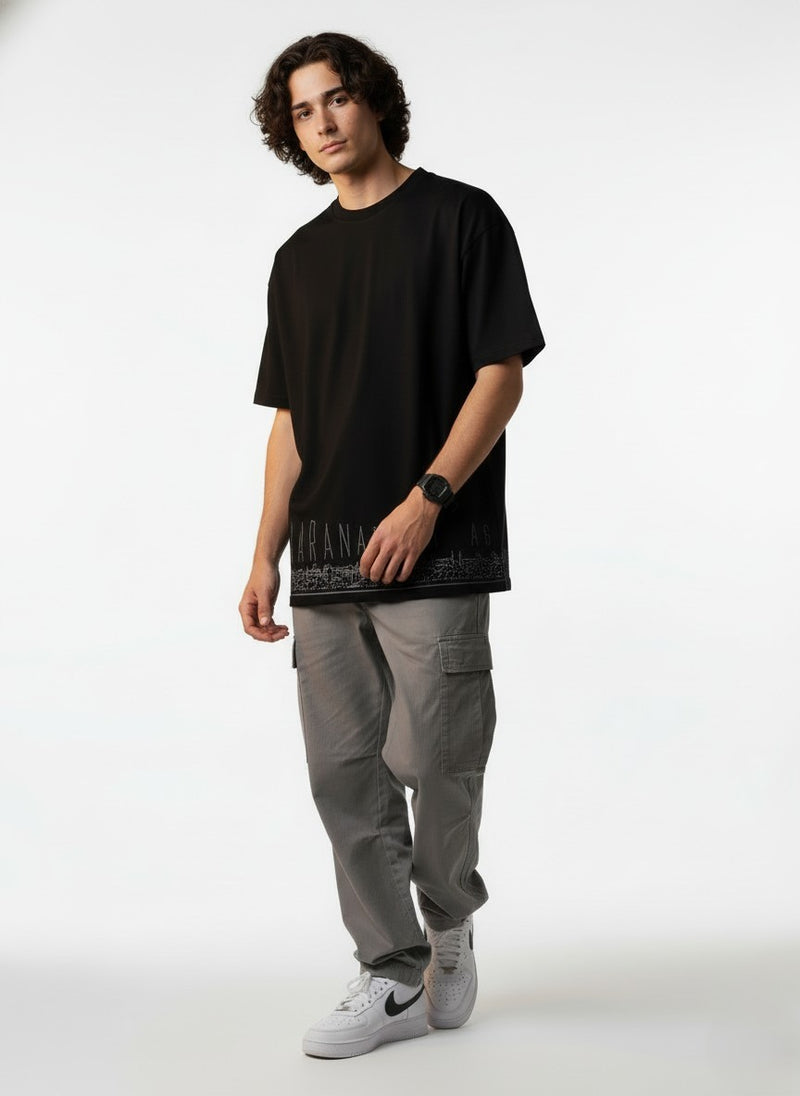 Men’s Outlaws Oversized Fit T-Shirt with Varanasi City Graphic | 100% Cotton Casual Wear