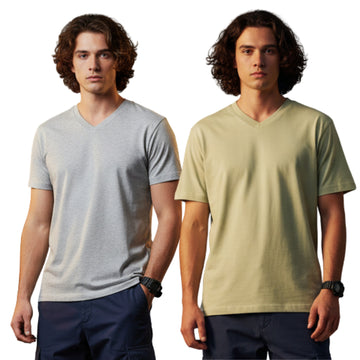 Men's Outlaws Pack Of 2 Regular Fit V-Neck Bio Finish T-shirt