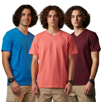 Men's Outlaws Pack Of 3 Regular Fit V-Neck Bio Finish T-shirt