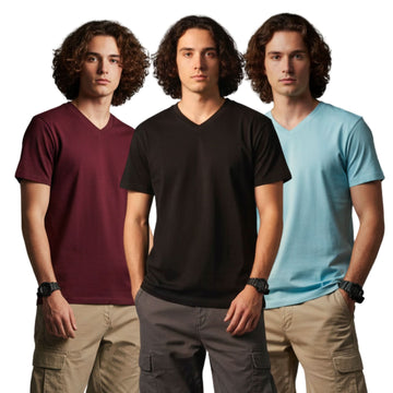 Men's Outlaws Pack Of 3 Regular Fit V-Neck Bio Finish T-shirt