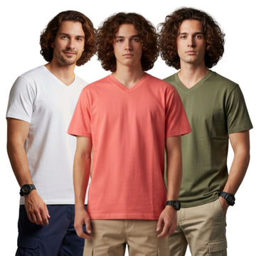 Men's Outlaws Pack Of 3 Regular Fit V-Neck Bio Finish T-shirt