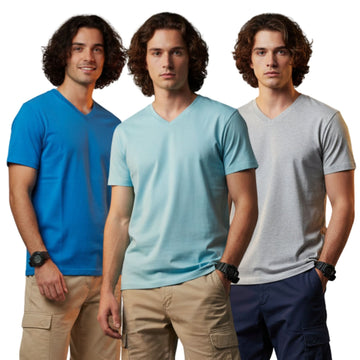Men's Outlaws Pack Of 3 Regular Fit V-Neck Bio Finish T-shirt