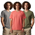 Men's Outlaws Pack Of 3 Regular Fit V-Neck Bio Finish T-shirt