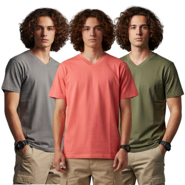Men's Outlaws Pack Of 3 Regular Fit V-Neck Bio Finish T-shirt