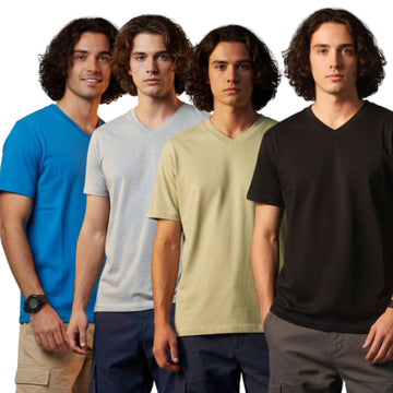 Men's Outlaws Pack Of 4 Regular Fit V-Neck Bio Finish T-shirt