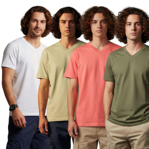 Men's Outlaws Pack Of 4 Regular Fit V-Neck Bio Finish T-shirt