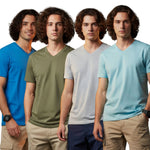 Men's Outlaws Pack Of 4 Regular Fit V-Neck Bio Finish T-shirt