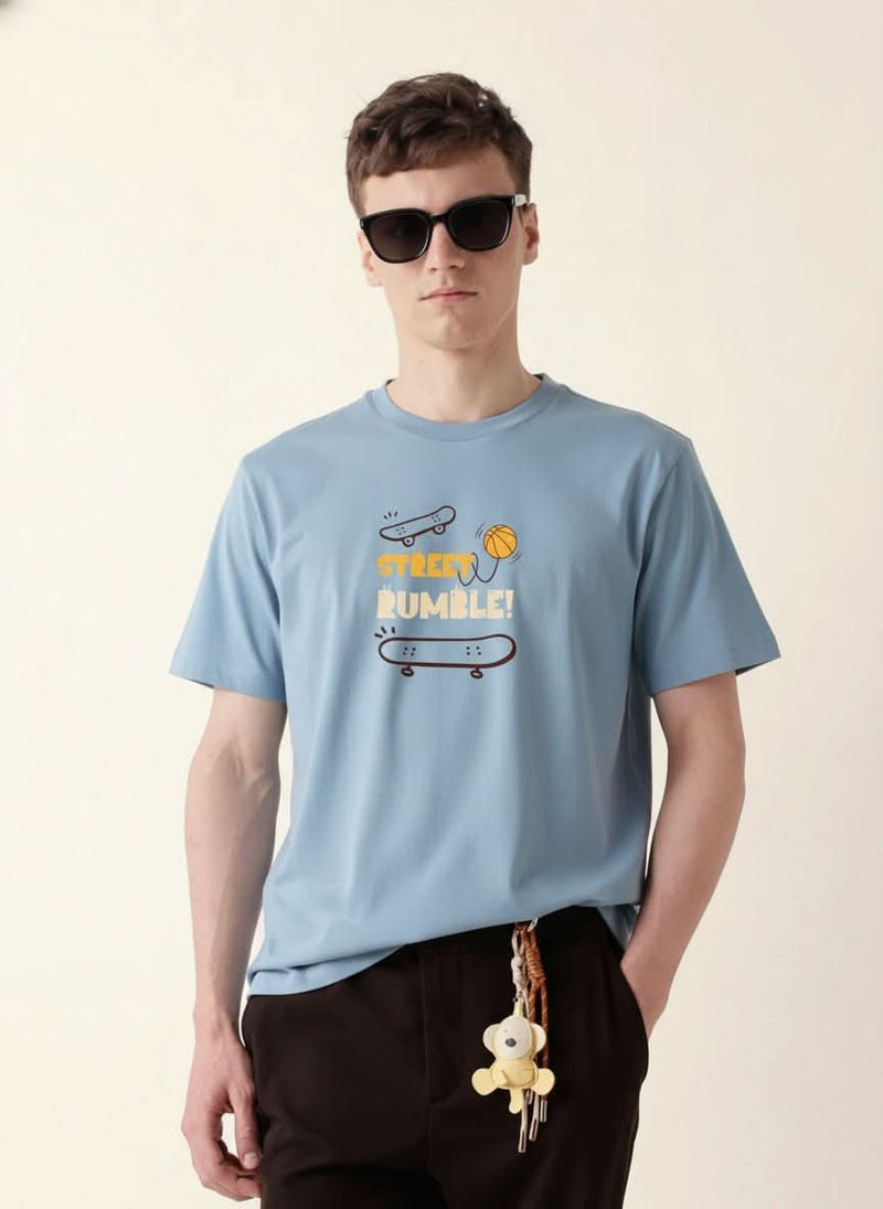 Men’s Outlaws Regular Fit T-Shirt with Skate & Graffiti Theme Print | 100% Cotton Casual Wear