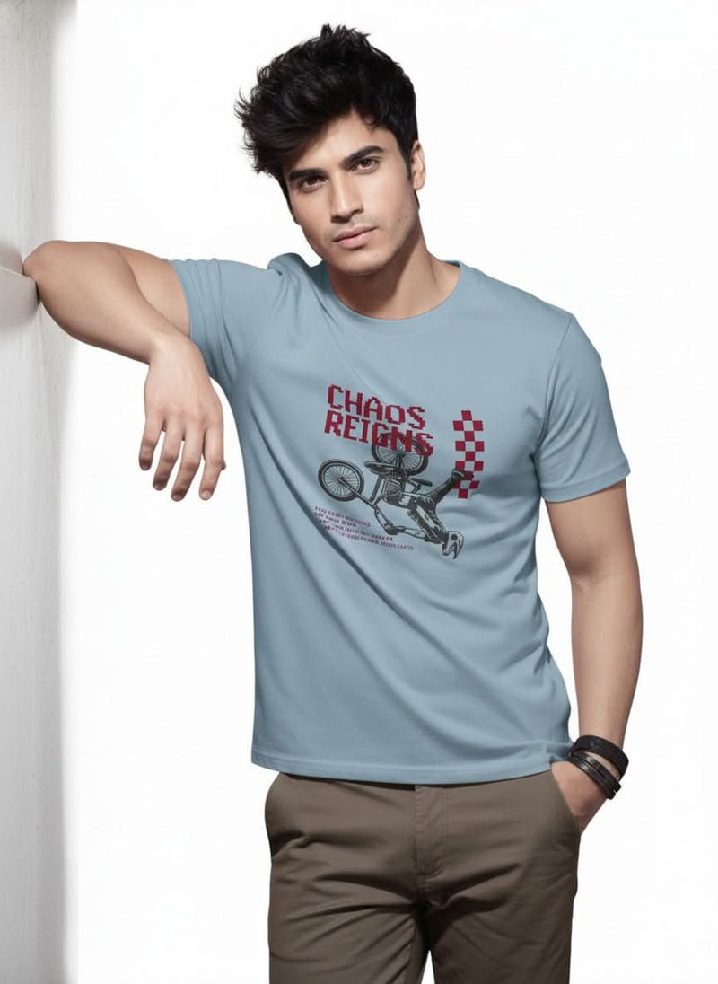 Men’s Outlaws Regular Fit T-Shirt with Skate & Graffiti Theme Print | 100% Cotton Casual Wear