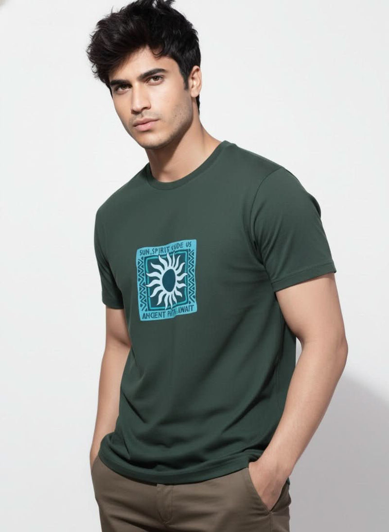 Men’s Outlaws Regular Fit T-Shirt with Tribal Theme Print | 100% Cotton Casual Wear