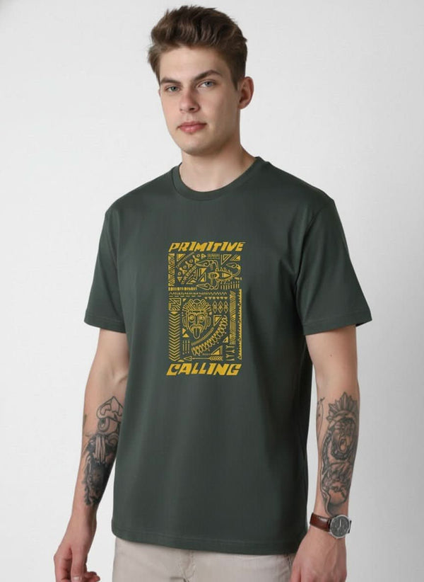 Men’s Outlaws Regular Fit T-Shirt with Tribal Theme Print | 100% Cotton Casual Wear
