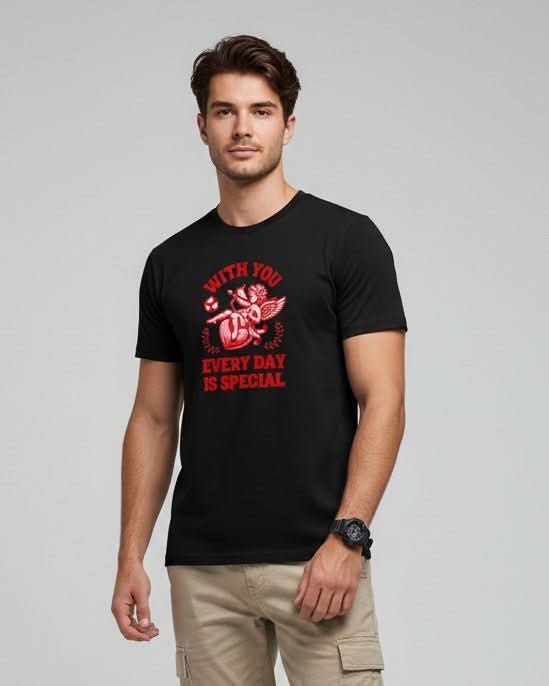 Men’s Outlaws Regular Fit T-Shirt with Valentines Day Theme Print | 100% Cotton Casual Wear