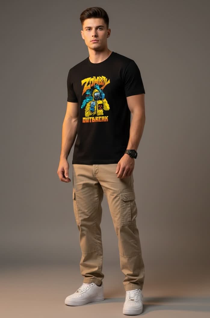 Men’s Outlaws Fashion printed cotton T-shirt with casual design, featuring a regular fit and bold graphic pattern.