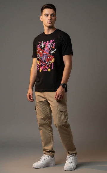 Men’s Outlaws Fashion printed cotton T-shirt with casual fit, featuring bold graphic design on the front.