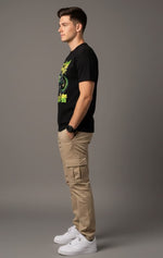 Men’s Outlaws Fashion printed T-shirt, 100% cotton casual wear with bold graphic design and regular fit, shown on a model.
