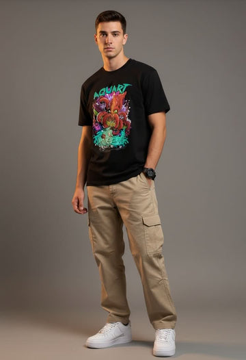 Men’s Outlaws Fashion printed cotton T-shirt with casual fit, featuring bold graphic design and comfortable short sleeves.