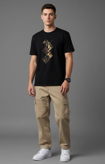 Men’s Outlaws Fashion printed cotton T-shirt with casual fit, featuring bold graphic design and comfortable short sleeves.