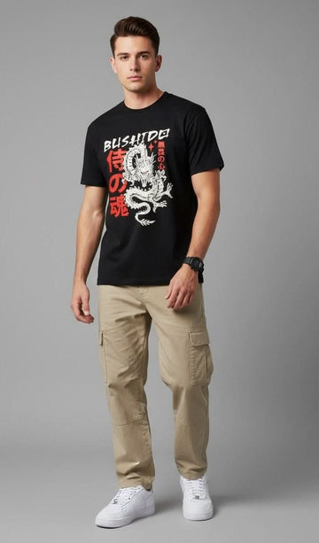 Men’s Outlaws Fashion printed T-shirt made of 100% cotton, casual wear with bold graphic design and regular fit.