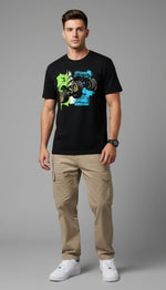 Men’s Outlaws Regular Printed Cotton T-Shirt with casual fit and graphic design, shown on a plain background.