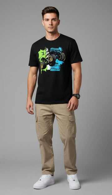Men’s Outlaws Regular Printed Cotton T-Shirt with casual fit and graphic design, shown on a plain background.