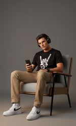 Men’s Outlaws Fashion printed regular-fit t-shirt made of 100% cotton, shown in a casual style with bold graphic design.