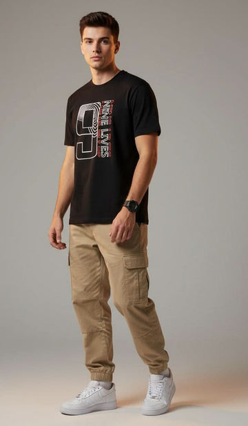 Men’s Outlaws Fashion printed casual T-shirt, 100% cotton with regular fit and bold graphic design for everyday wear.