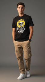 Men’s Outlaws Fashion printed cotton T-shirt with casual fit, featuring bold graphic design and short sleeves.