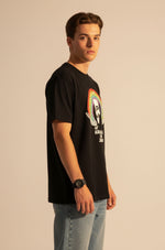Men’s Outlaws Regular Printed T-Shirt in white with black graphic design, made of 100% cotton for casual wear.