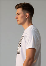Men’s Outlaws Regular Printed T-Shirt with bold graphic design, 100% cotton casual wear, shown on a mannequin.